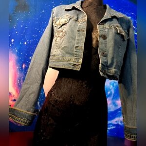 Crest Blue Embroidered Jean Jacket